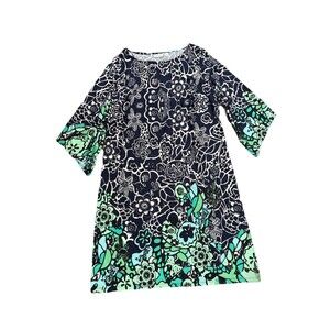 NWT Woman’s Bold Floral Print Dress 1X 3/4 Sleeve BohoInspired Sheath Stretch